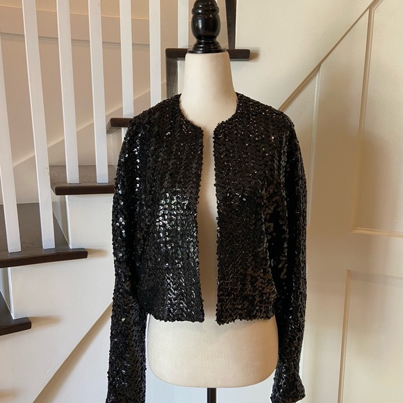 Vintage Glam! Black Sequins Bolero Jacket - Picture 4 of 11